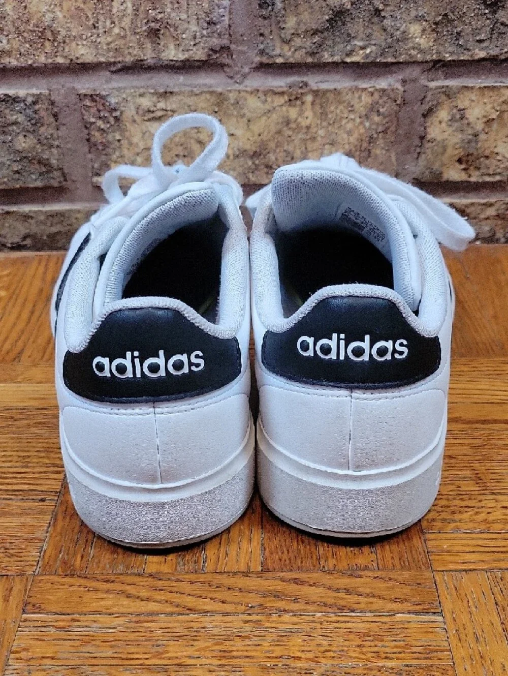 Adidas Grand Court White Black 3 Stripe Lace Up Court Sneakers Men’s 7.5